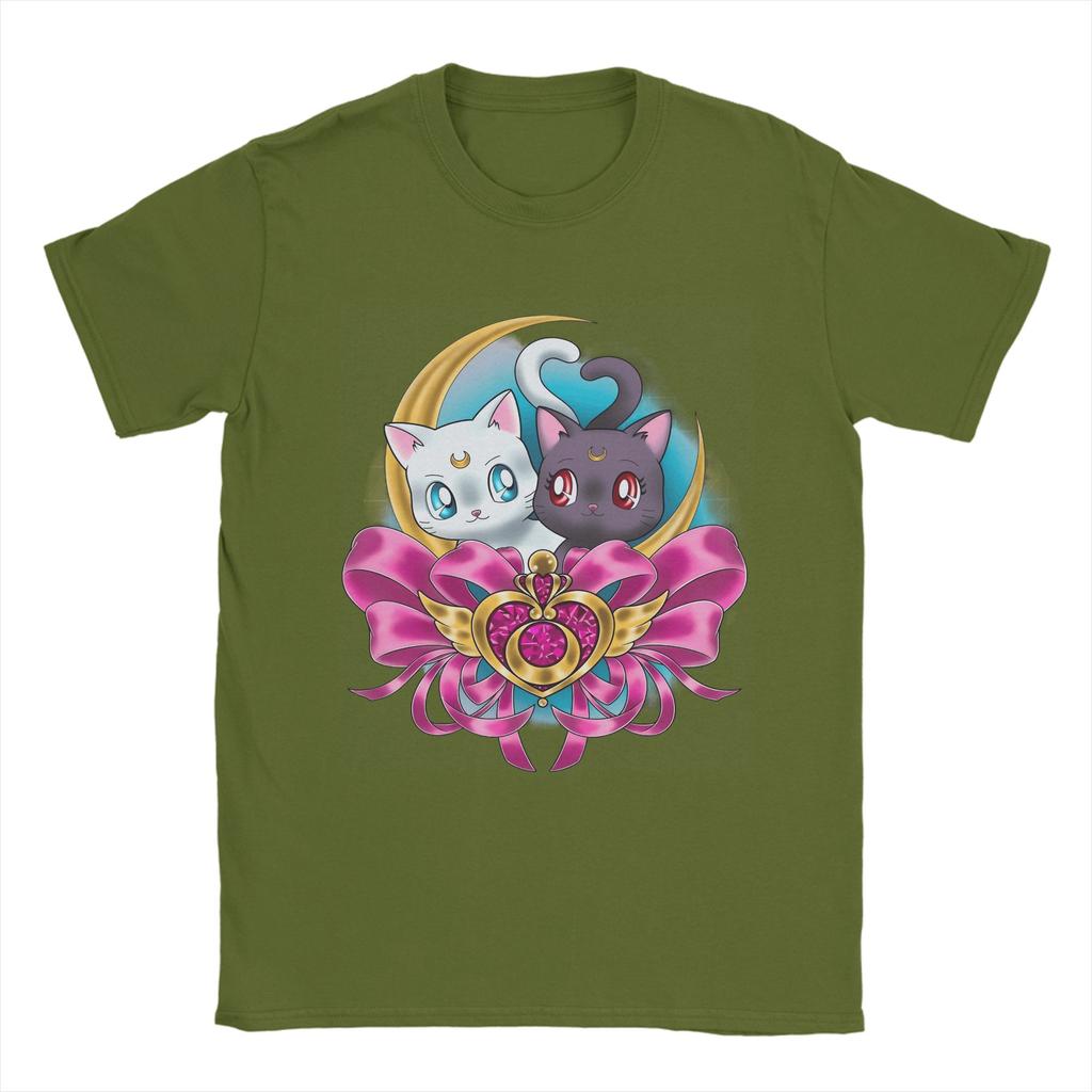 2026 Summer Unisexs Sailor Moon Cats T Shirts 100 Cotton Tops Casual Breathable Short Sleeve O Neck Tee Shirt Graphic TShirts