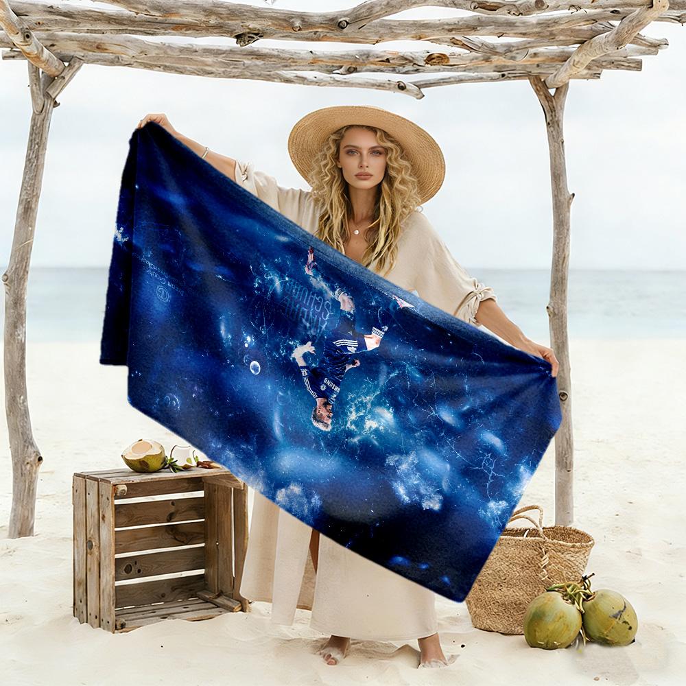 Blue Energy Soccer Player Beach Towel Quick-Dry Soft Microfiber Comfortable Lightweight Perfect for Traveling Yoga Camping and Swimming