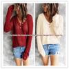 V-neck Button Wool Knit Top - Women's Autumn/Winter Knitwear