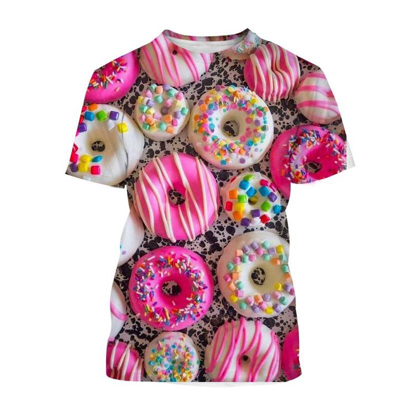 

Футболка з 3D-принтом «Симпатичні пончики» з графічним малюнком «Шоколадний пончик» для чоловіків. Повсякденна футболка Harajuku з короткими рукавами та круглим вирізом. XL