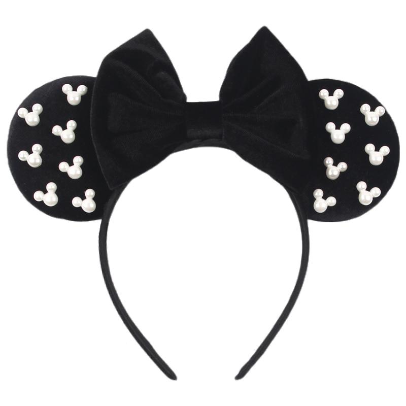 Ny Trendig Musöron Hårband Mickey 3.3" Sammet För Flickor Mjuk Rosett Hårband Halloween Festival Fest Resa DIY Håraccessoarer