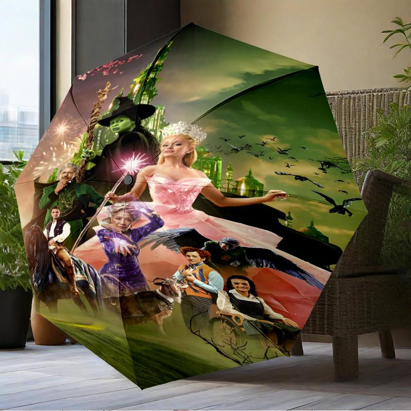 Magic Witch And Friendship Umbrella Folding Umbrella, Automatic Umbrella 8-Frame for Travel, Camping Use Gift for Halloween Christmas