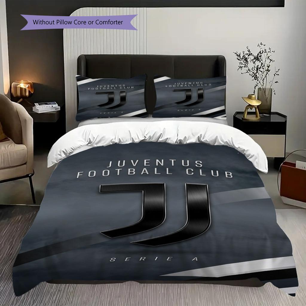 Biancheria da letto con stemma del Football Club Juventus (1 * copripiumino + 2 * federa, senza nucleo) Regalo di compleanno di Natale Copripiumino e federa