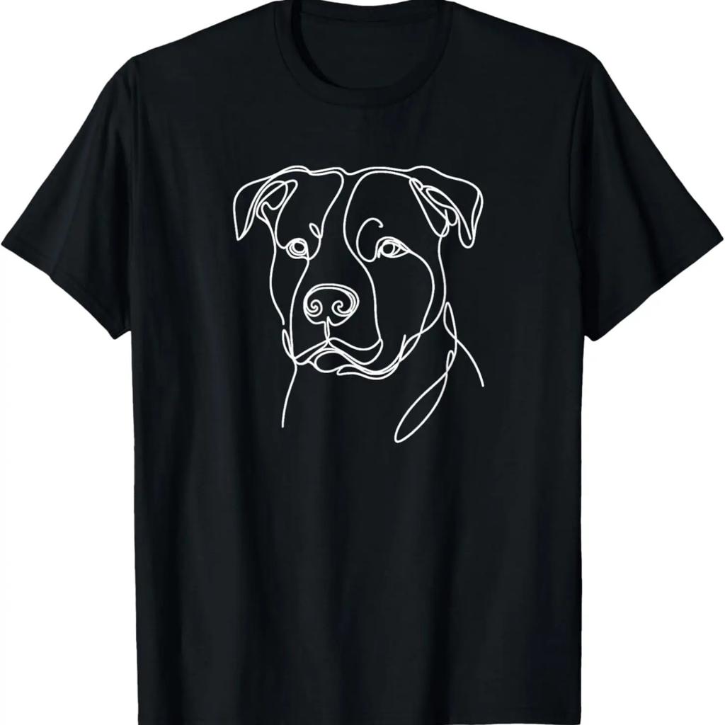 Minimalist Dog Line Art Pitbull Lovers T-Shirt