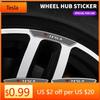 Car Sticker Tesla 4pcs Car Logo 3D Trim Badge Wheel Brow Decal Car Wheel Hub Sticker For Tesla Model 3 X S Y P100D SpaceX Auto A
