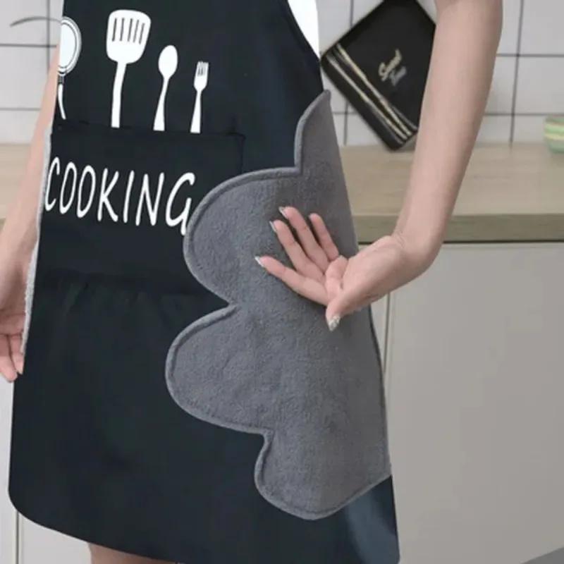 1 Pc Kitchen Durable Cooking Apron Household Can Wipe Hands Anti Oil Waterproof Apron