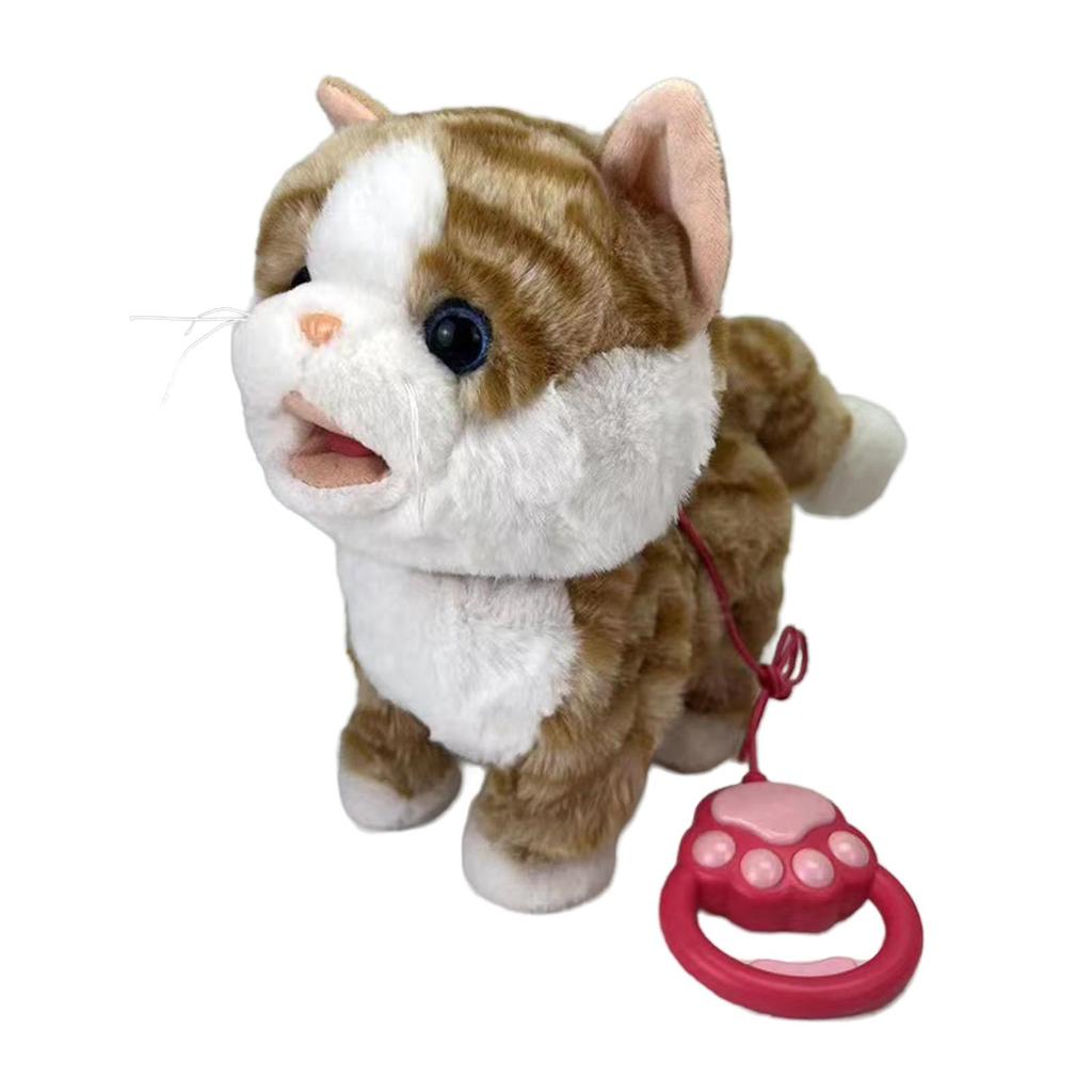 Elektrische Katzenfigur Niedliches Neuheit Kuscheltier Plüschtier für Schlafenszeit-Freund Feiertagsparty-Mitgebsel Kinder Kleinkind Spielzeug Geburtstagsgeschenk