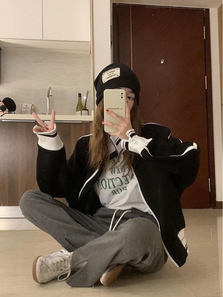 Women's Petite College Style Fleece Baseball Jacket - Cozy, Loose, Casual for Autumn/Winter