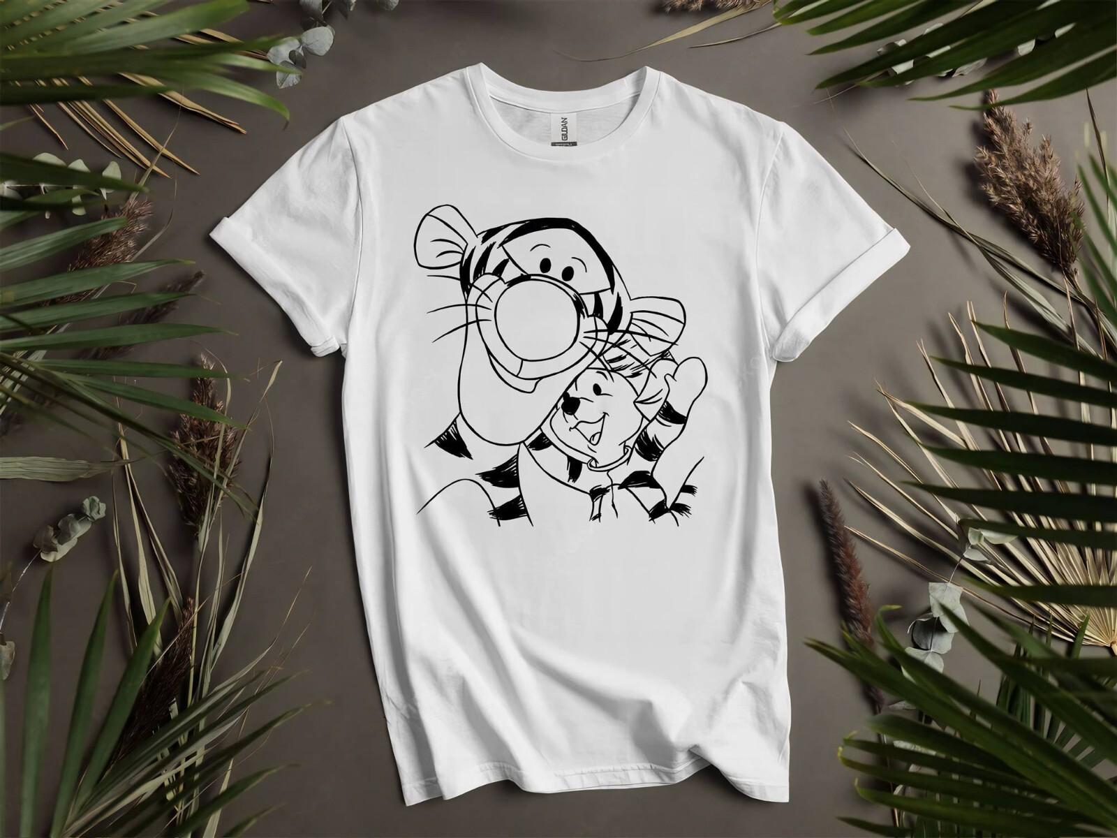 Cute Tigger and Zoo Portrait Sketch T-Shirt Mens Womens Tees Top T Shirt Mens Womens Tees Top Men Women Unisex Tshirt K102 S