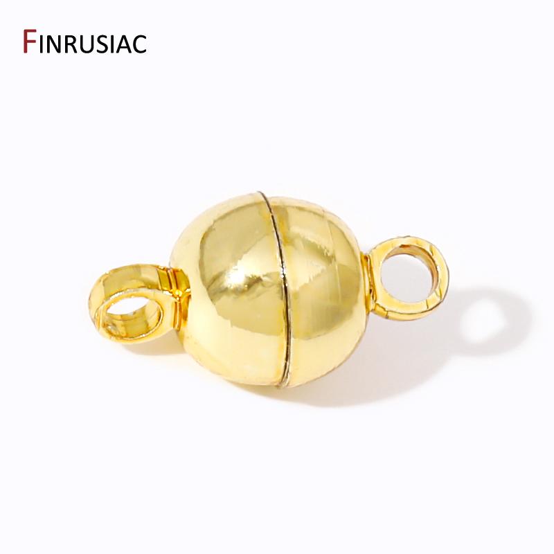 Wholesale 18K Gold Plated Brass Round Ball Strong Magnetic Clasps End Clasp Connectors For DIY Jewelry Making Supplies