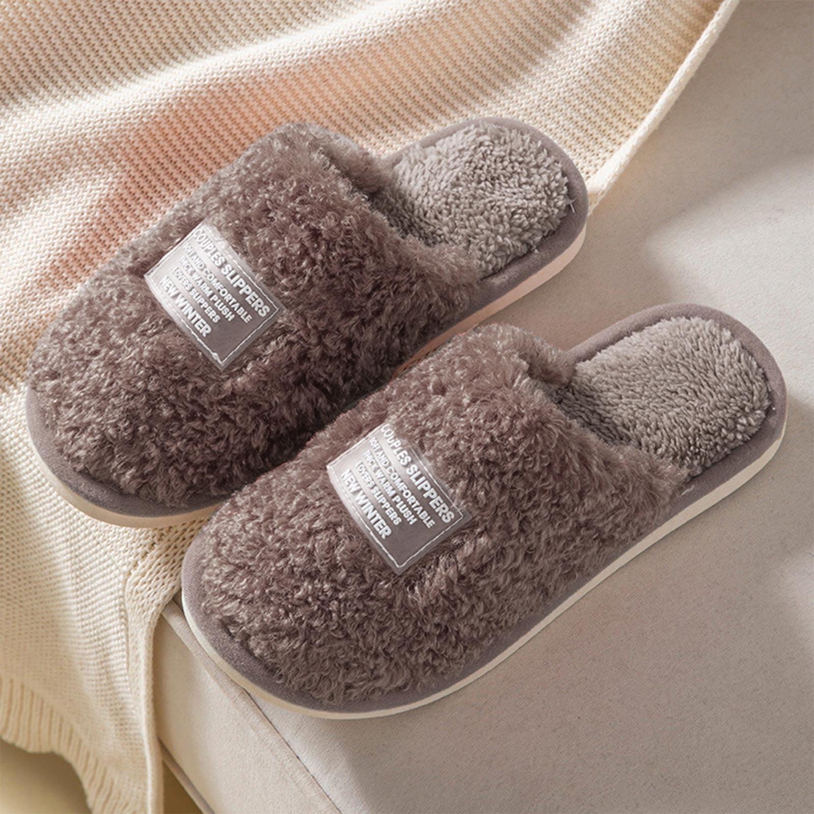 

Мужские тапочки из коровьего хлопка, теплые домашние милые мягкие плюшевые домашние тапочки 44 кофейный