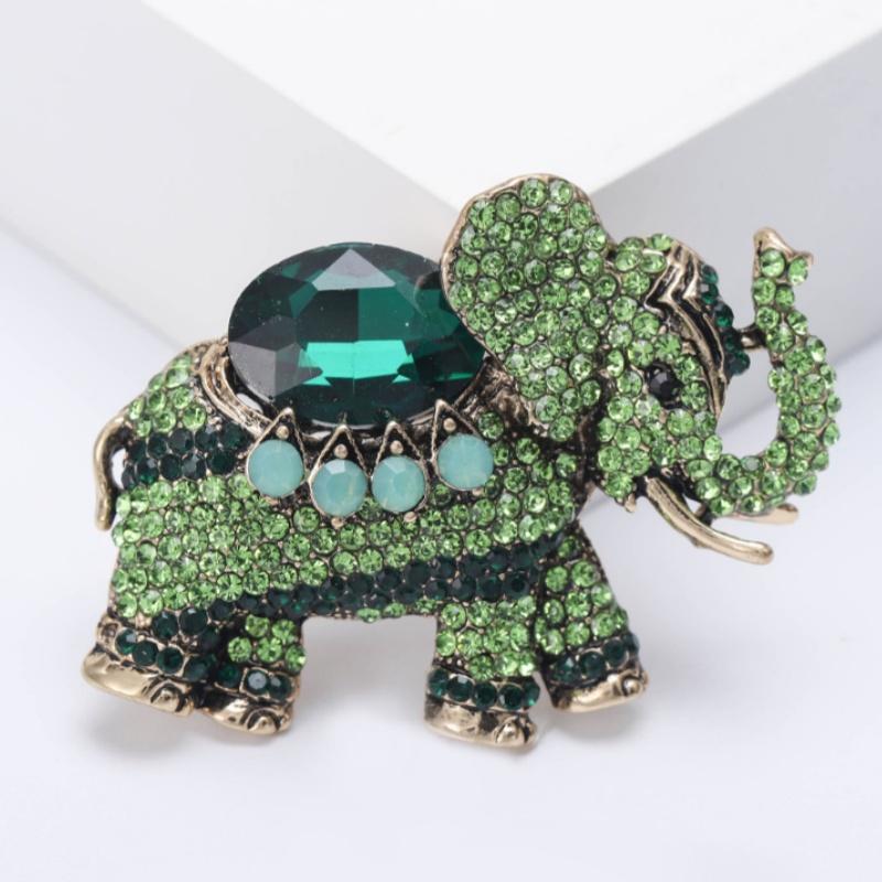 Luxury Rhinestone Elephant Brooches For Women Unisex Enamel Animal Pins Office Party Friend Fashion Gifts Jewelry Accessories