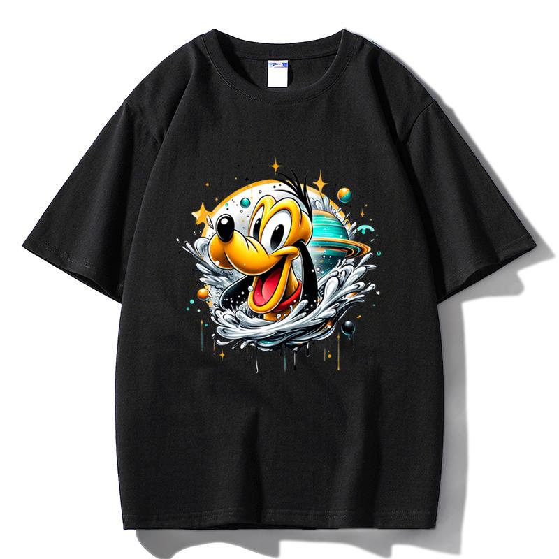 

M37 MINISO 2026 Summer Men Women Print Oversized T-shirt Casual Cotton Tee XS чёрный