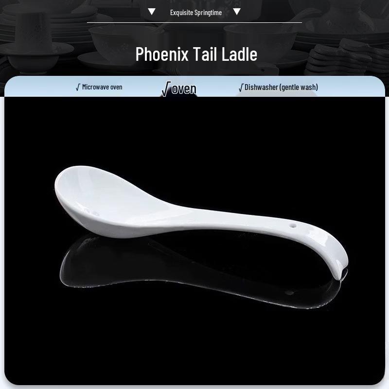 Yipan Exquisite Spring White Porcelain Phoenix Tail Large Spoon
