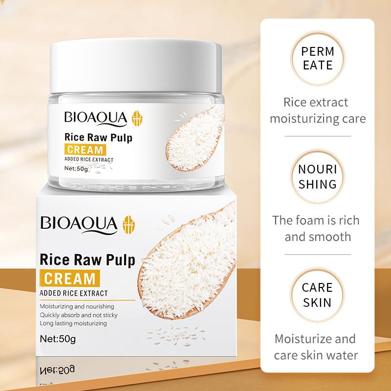 BIOAOUA Crème Hydratante Rajeunissante Rafraîchissante au Lait de Riz