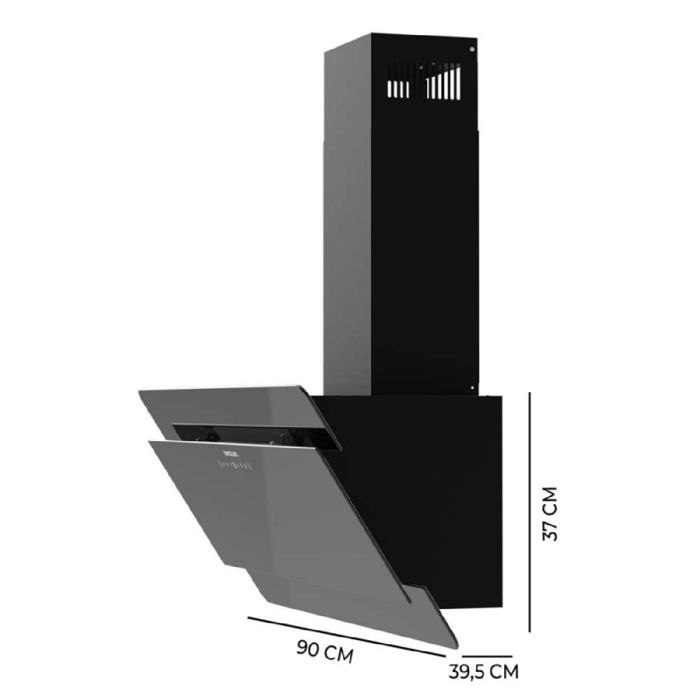 Hotte décorative - CECOTEC - Bolero Flux DT 908000 - Verre Noir - 90 cm - A++ - 800 m3/h