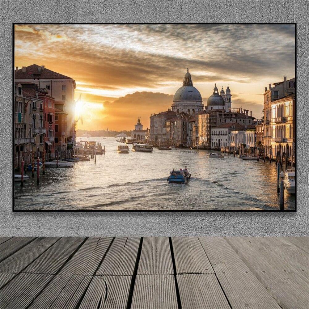 Famous Venice Italy Canvas Painting Wall Art Sunset Natural Scenery Pictures Posters and Prints for Living Room Home Decoration