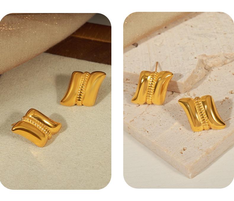 Geometric Minimalist Gold-Plated Titanium Steel Earrings