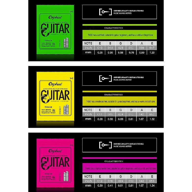 Orphee 10 Sets TX620/TX630/TX640 Acoustic Guitar Strings Set 75/25 Bronze Hexagonal Core 10-47/11-52/12-53