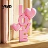 Light Luxury Style Table Topper 2Pcs 3D Printed Stacked LOVE Letter Ornament with Heart Decor, Romantic Anniversary Gift for Girlfriend Tabletop Love
