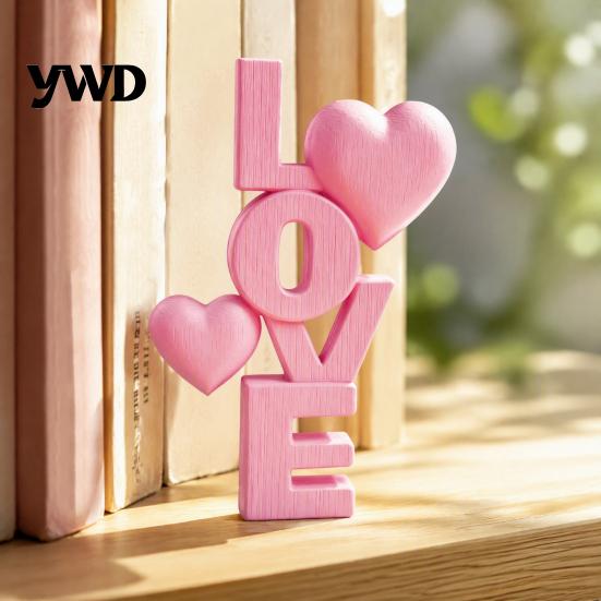 Light Luxury Style Table Topper 2Pcs 3D Printed Stacked LOVE Letter Ornament with Heart Decor, Romantic Anniversary Gift for Girlfriend Tabletop Love