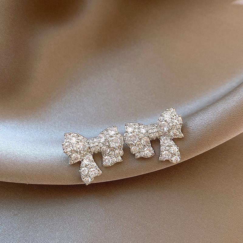 2024 Silver Bow Stud Earrings: Stylish 925 Sterling Silver Ornaments for Women