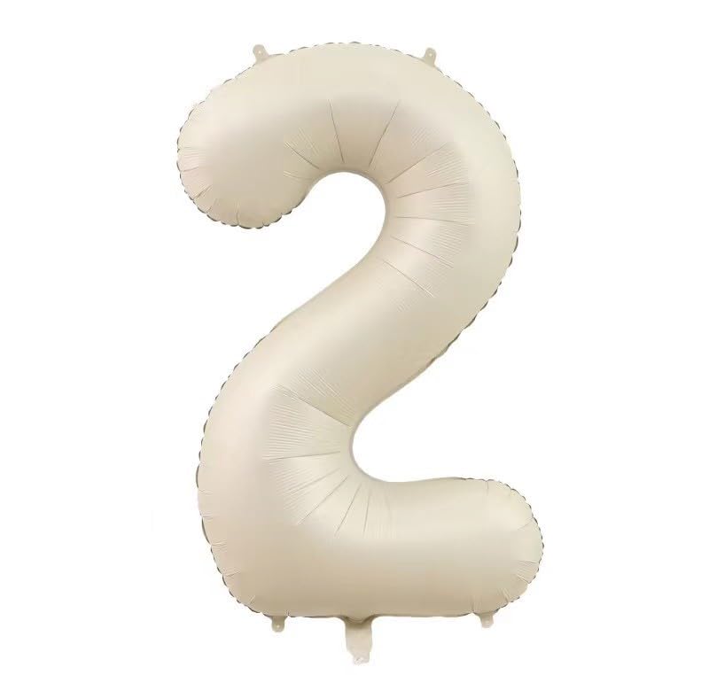 

Number Balloon 32-inch Approximately 70cm Cream Beige Balloon with Straw for Birthday Photoshoot Party Celebration Anniversary Home Studio Muted Color