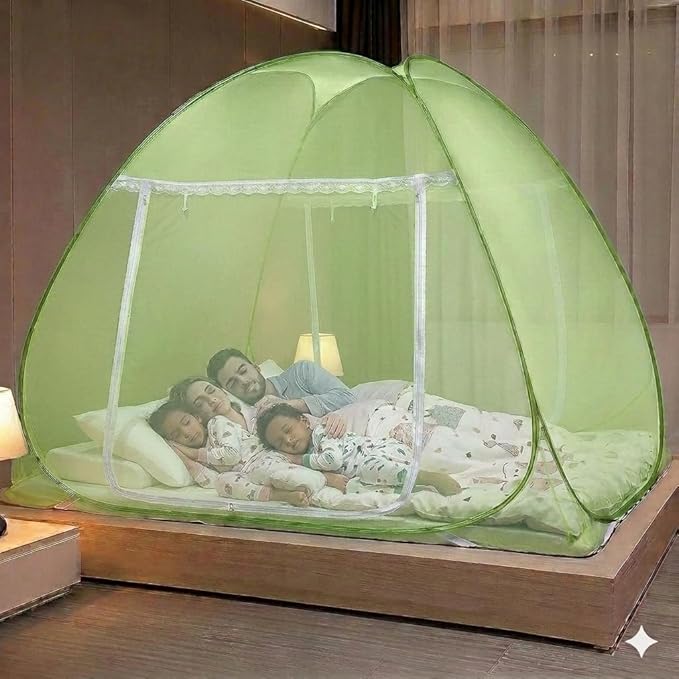 Premium Mosquito Net for Queen Size Double Bed (6 x 6 Feet), Easy Foldable Machardani with Corrosion Resistant PVC Coated Steel Frame