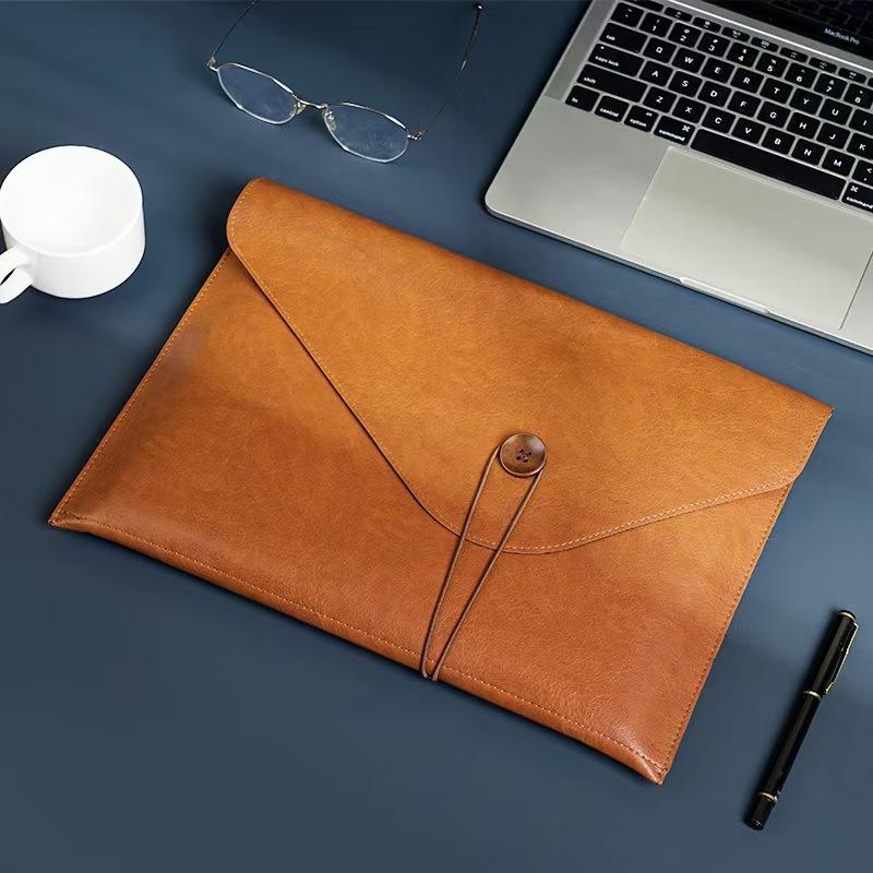 1Pc File Storage Bag Made of PU Leather, with Buckle, Important Private A4 Letter Size File Manager, File Storage Book, Laptop Sleeve
