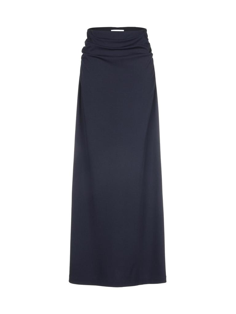 Wave Seoul H-Line Stretch Long Skirt Deep Navy