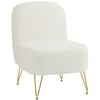 Lounge Chair, Armless, Boucle Fabric, Thick Cushion, Wide Seat, White