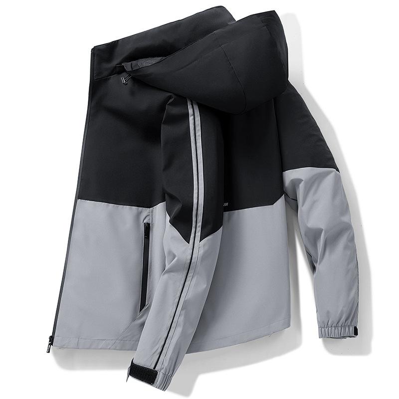 Jacket Spring and Autumn Jacket Removable Hat Youth Outdoor Windproof Casual Jacket Trend Men's Clothing