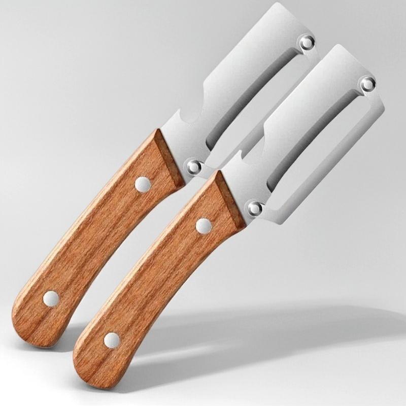 2PC Set Kitchen Peeler Stainless Steel Vegetable Peeler Wooden Handle For Peeling And Slicing Fruits And Vegetables Kitchen Tool