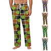 Pantalon Décontracté à Poches Imprimé à Rayures et Carreaux pour Homme Pantalon de Pyjama d'Intérieur