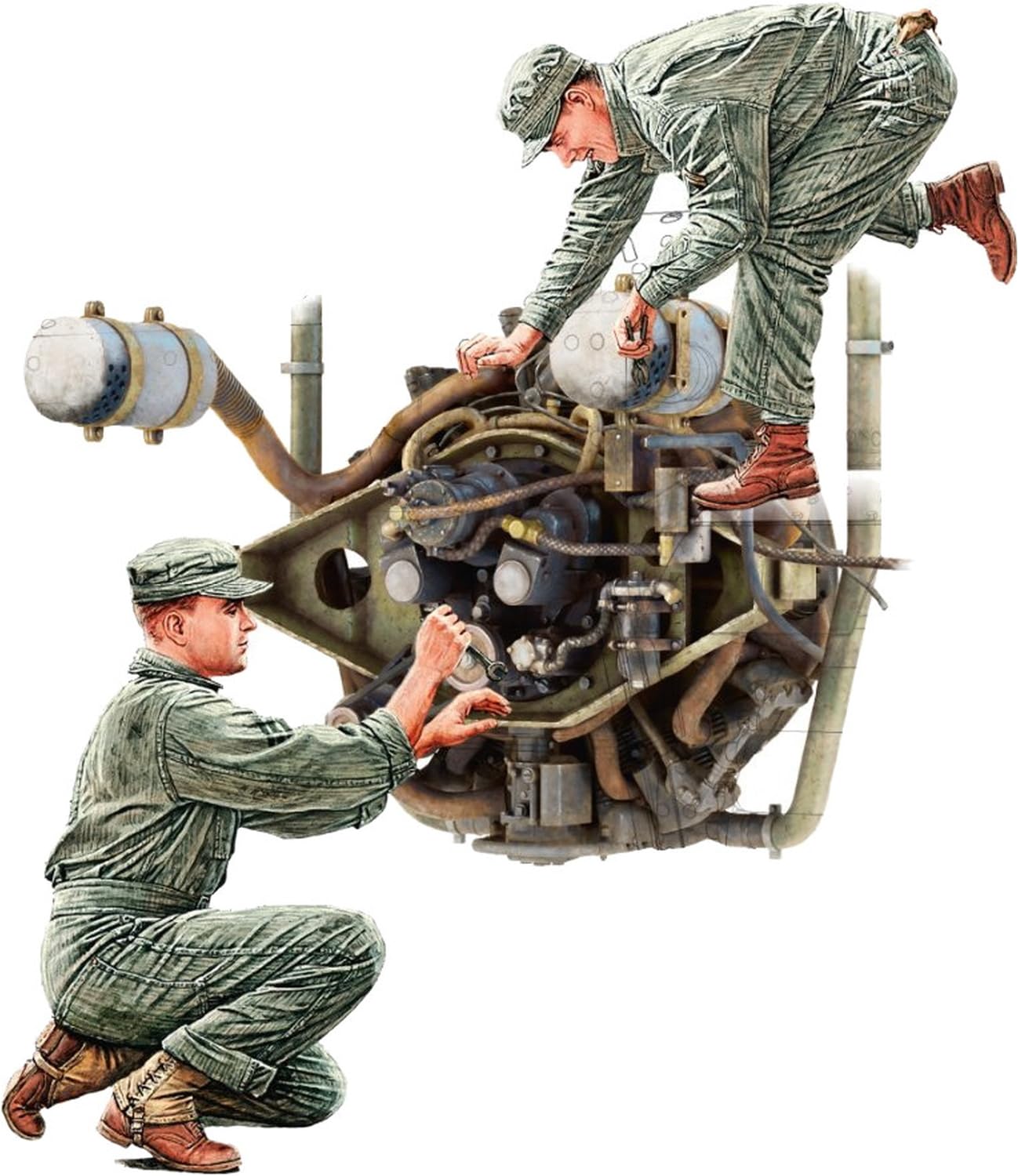 

Miniart Scale Continental Engine with American Tank Repair Plastic MA35461 1/35 W-670 Crew, Model,