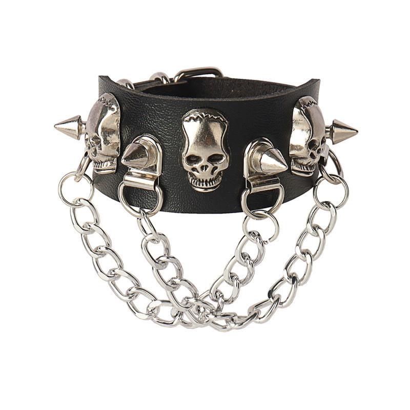 Mode 80er Punk Armband für Männer Frauen Goth Leder Armband mit Metallnieten Besetztes Armband Armreifen für Party Geschenk