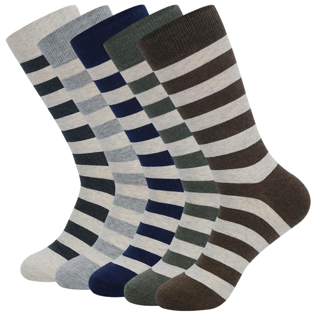 5 Pairs Mens Dress Socks Plus Large Size High Quality Combed Cotton Crew Socks Black Cool Argyle Breathable Casual Socks for Men