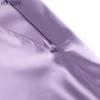 HOUZHOU Satin Silk Skirt Women Solid Purple High Waisted Summer Midi Skirt Elegant Chic Office Ladies Wear Trend