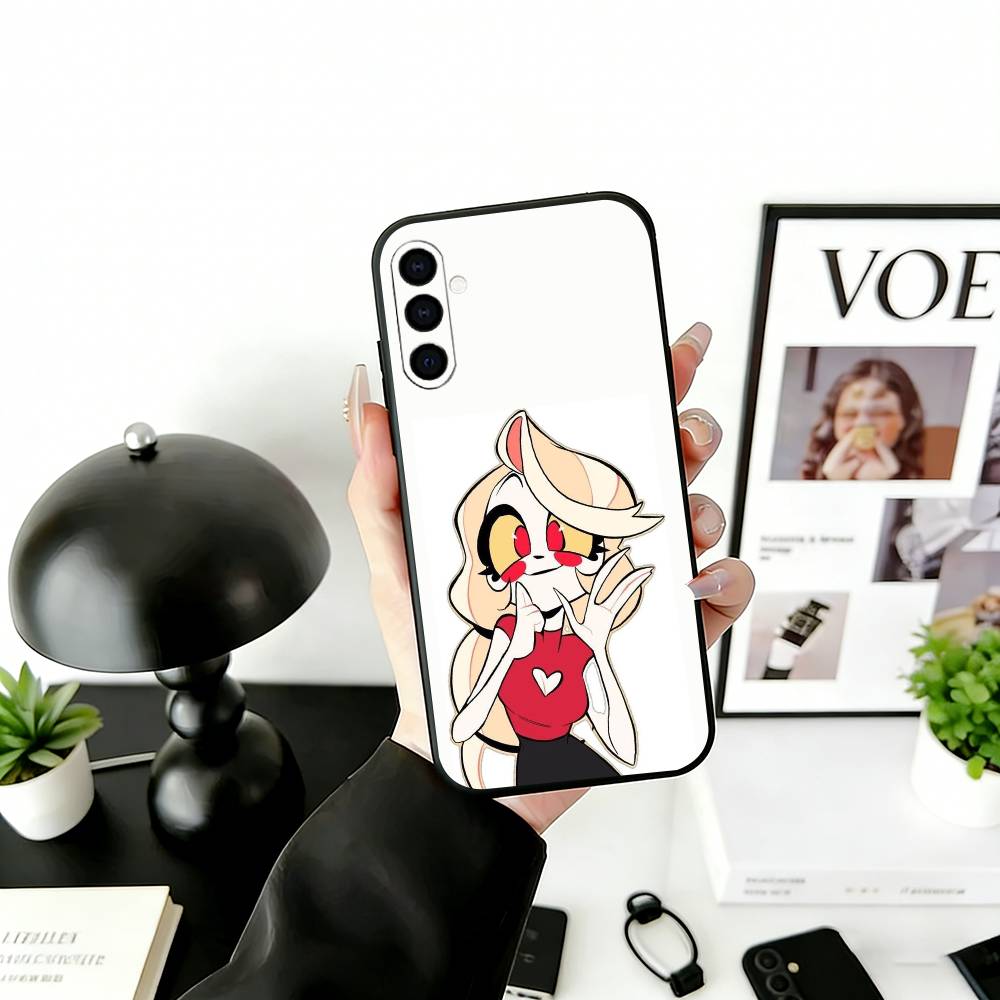 

H-Hazbin C-Charlie Phone Case Black Silicone Soft For Samsung Galaxy A73,A72,A71,A70,A53,A52,A51 Samsung a30 a20