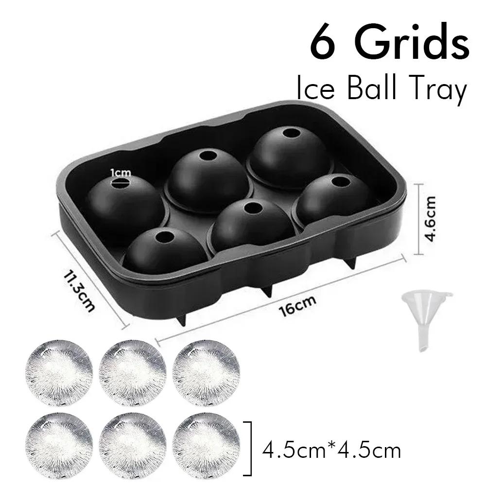 Ice Cube Tray with Lid Food Grade Silicone Large Ice Cube Mold 4/6/8 Grids Ice Ball Maker Ice Cube Tray for Kitchen Iced Coffee