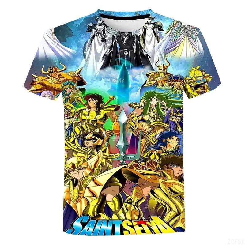 Saint Seiya 3D Harajuku Hoodie Short Sleeve Top Hip Hop Anime Men's and Women's T-shirt