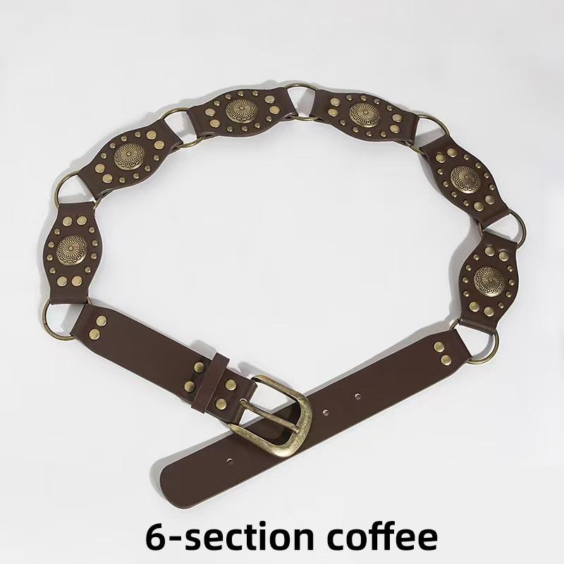 Melaleuca Bohemian Retro Brown Leather Waist Chain Belt Skirt Ethnic Style Fashion Accessory