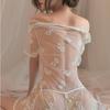 Ladies Open Bra Lace Sexy Nightdress Erotic Transparent Qipao Temptation Embroidered Cheongsam Chinese Traditional Dress
