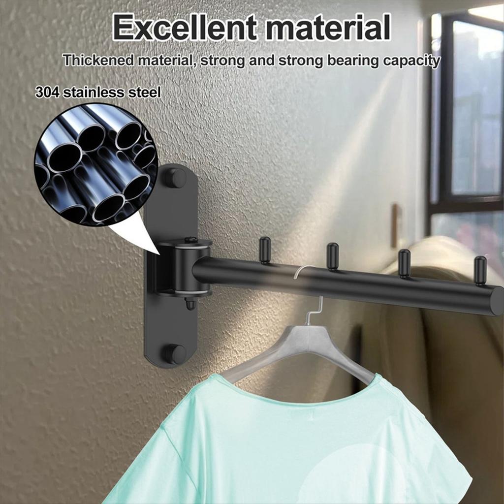 2026+ Movable Clothes Rack Drying Clothes Hanger Stainless Steel Rotatable Wall Mounted Indoor Balcony Space Saving