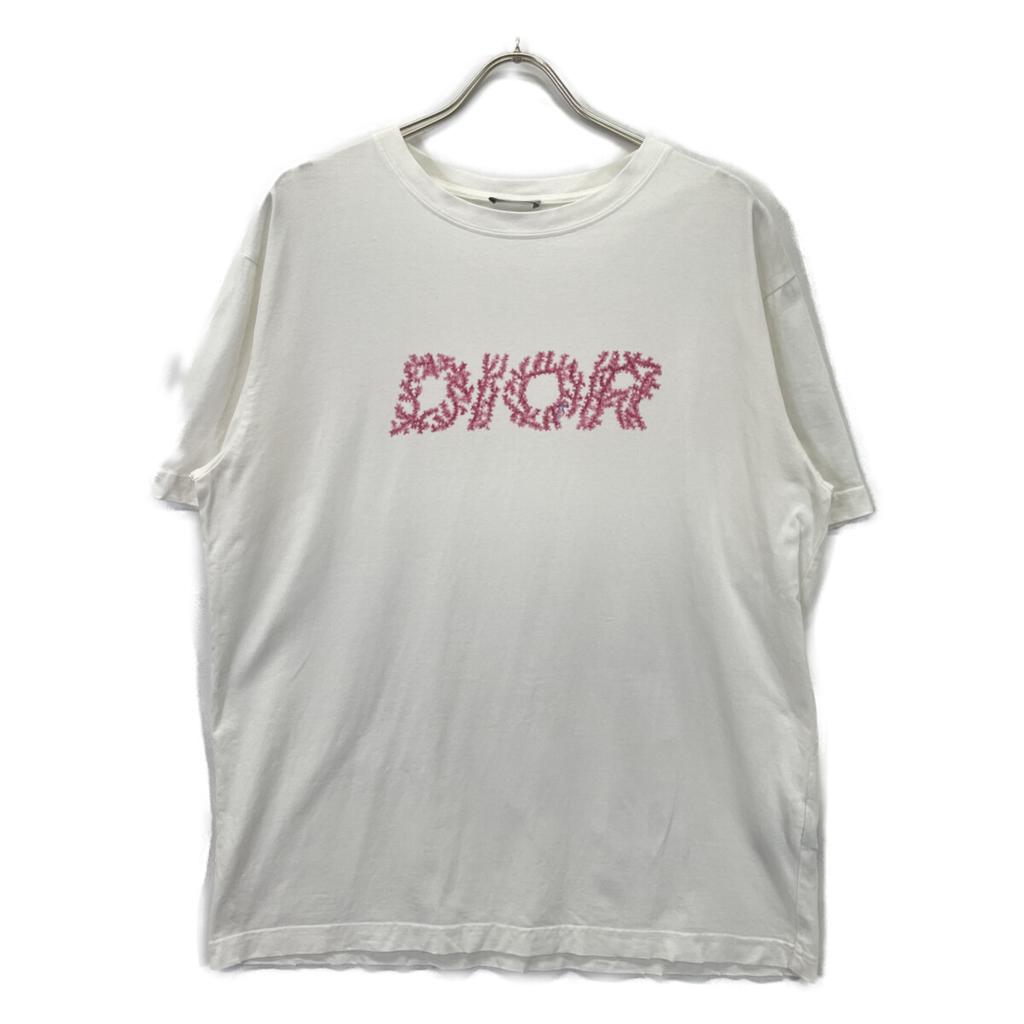 DIOR White x Pink Logo Short Sleeve T-Shirt 24ss tops L White / pinkUsed