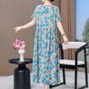 Elegant Dresses for Women Plus Size Loose Casual Vintage Print Long Dress With Sleeves Summer Middle-aged Women's Clothing
