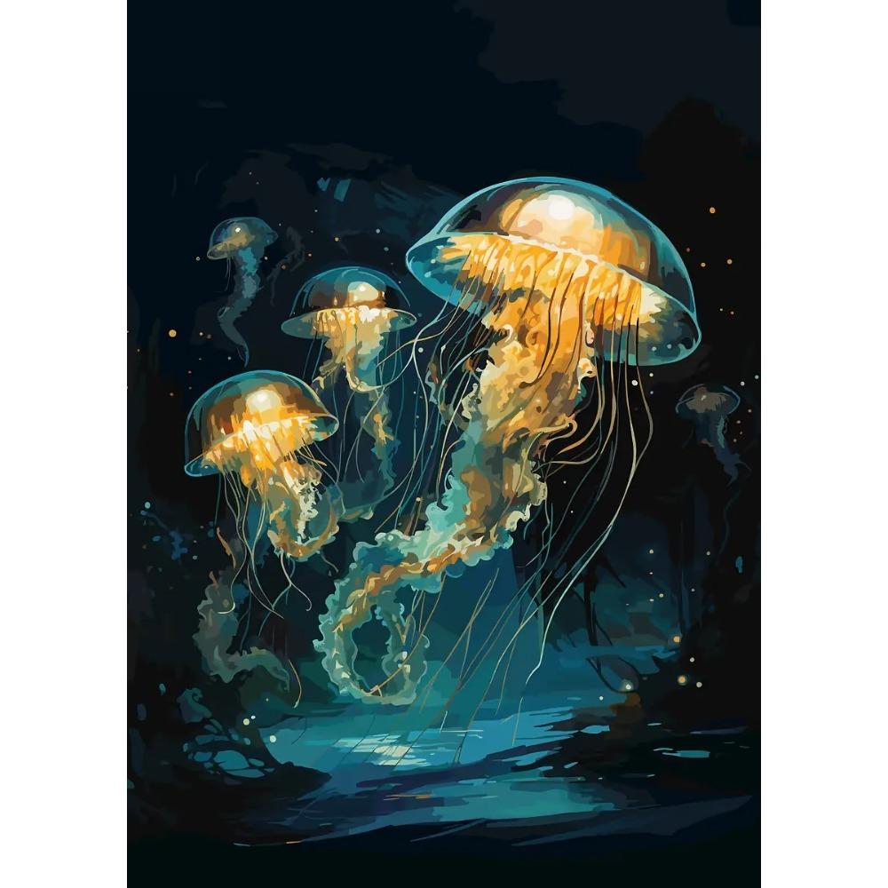 Vibrant Colorful Jellyfish Marine Wildlife Posters Nautical Coral Prints Canvas Painting Wall Art Picture Home Living Room Decor