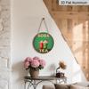 2D Flat - A Vintage Aluminum Sign About 'BOBA TEA', Retro Bubble Tea Cup Design with Strawberry & Cream Topping Measuring 7.87 Inches, Suitable for