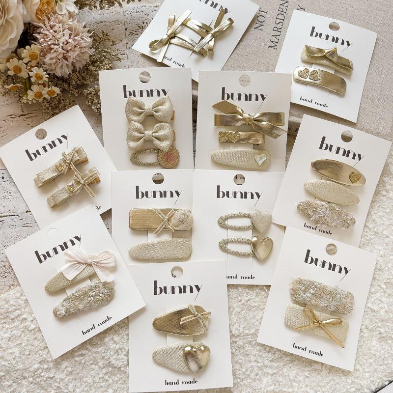 2/3pcs Golden Bright Leather Series Sweet Girl Children's Hairpin New Cute All-match Explosive Baby Broken Hair Bangs Side Clip