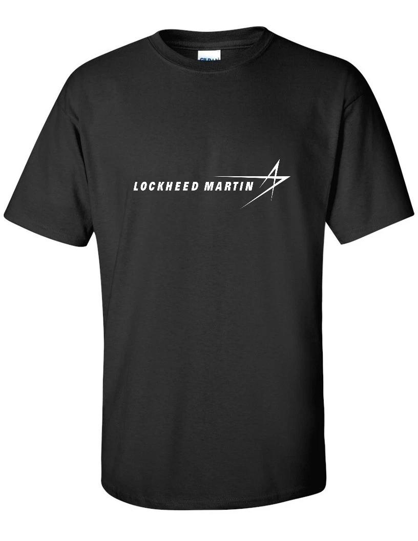 Lockheed Martin White Logo US Aviation Defense Company Black Cotton T-Shirt M